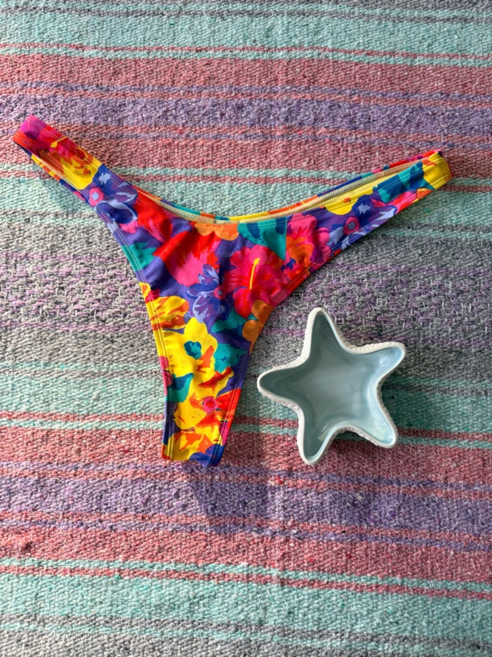 Relleciga Floral Bikini Bottoms XXL High Cut Cheeky Thong